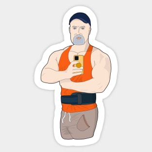 Muscle Daddy Taking a Selfie at the Gym Sticker